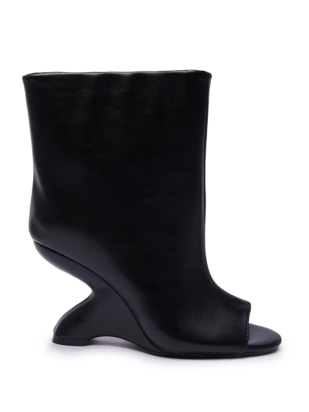 Minimalist Black Open-Toe Sculptural Heeled Boot
